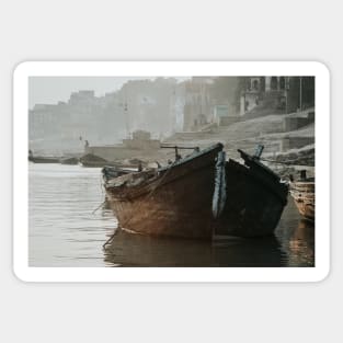 Varanasi, boat in river Ganga Sticker